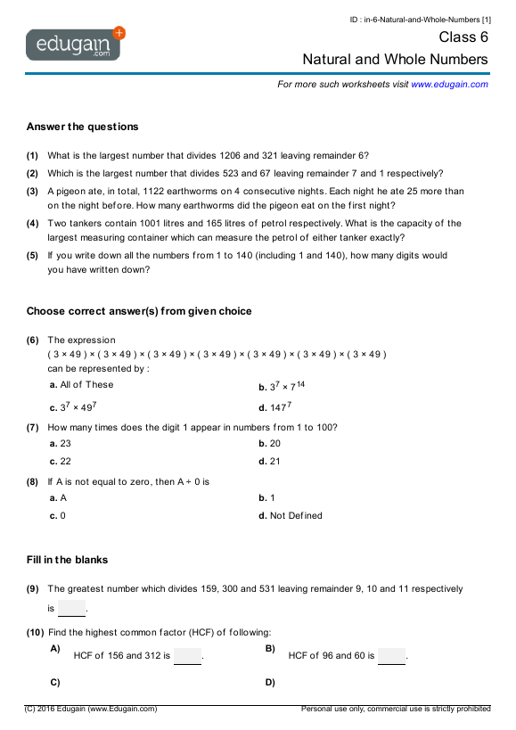 Natural and Whole Numbers